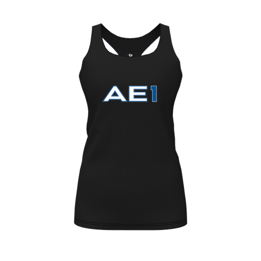 [CUS-DFW-RCBK-PER-BLK-FYS-LOGO1] Racerback Tank Top (Female Youth S, Black, Logo 1)
