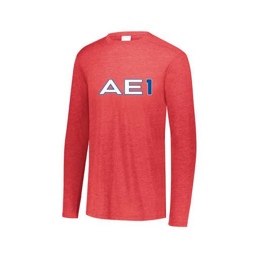 [3075.V96.XS-LOGO1] Decker Men's Tri-Blend T-Shirt - Long Sleeve (Adult XS, Red, Logo 1)